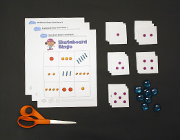 Materials used in Skateboard Bingo.