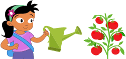 Character watering plants