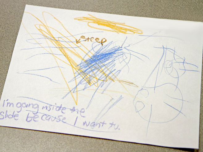 A student's crayon drawing.